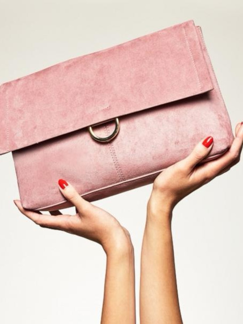 Old Navy Pink Mauve Faux Suede Clutch Bag